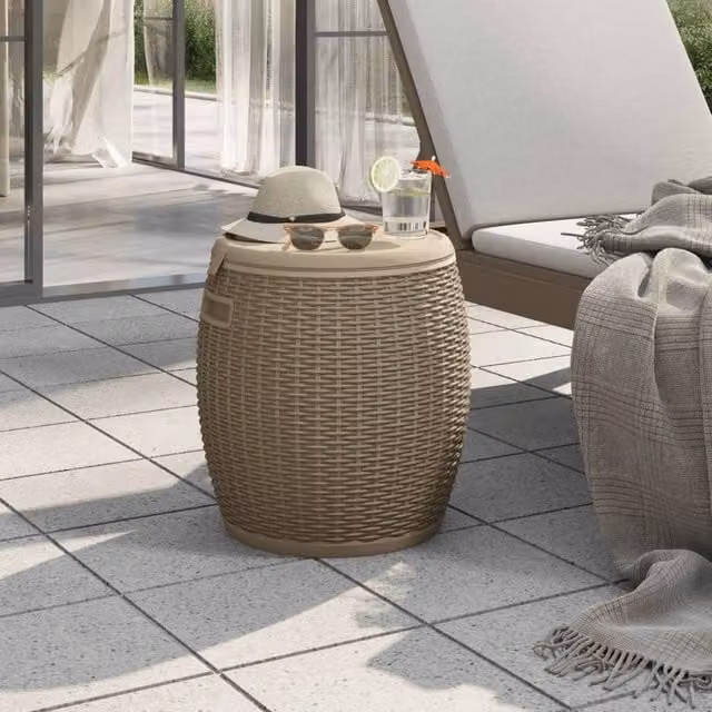 Berkfield Home 4-in-1 Garden Storage Box in Light Brown Polypropylene