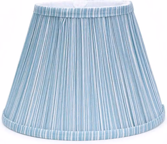 ValueLights Laurenne Tapered Blue Pinstripe Pleated Easy Fit Small Lamp Shade with LED Bulb, Blue