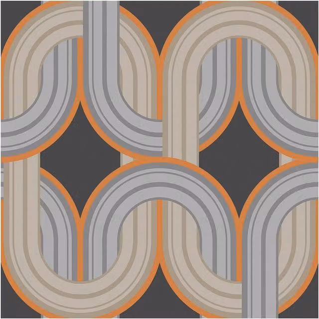 Envy In the Loop Choc Orange Geometric Abstract Mid-Century Wallpaper, Width: 52 cm, Length: 1000 cm