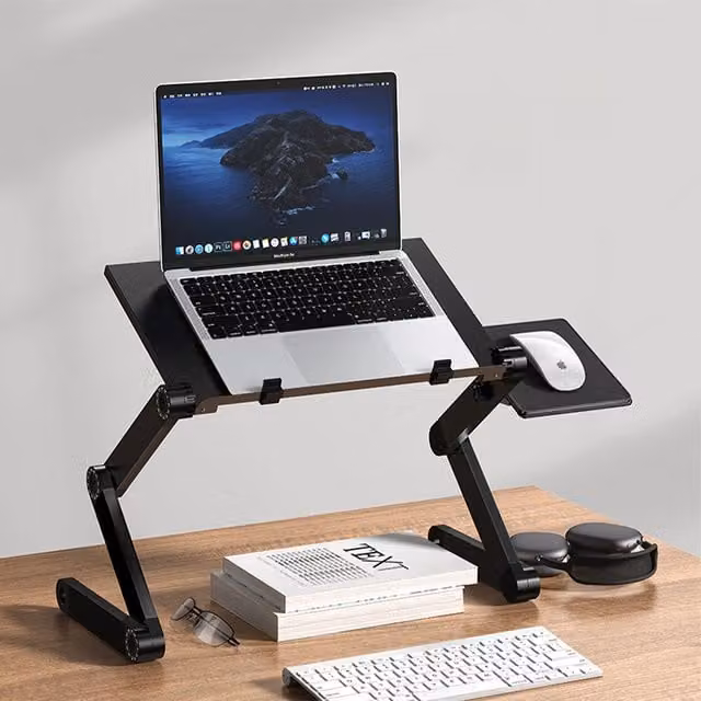 Livingandhome Foldable Laptop Tray with Heat Dissipation in Black