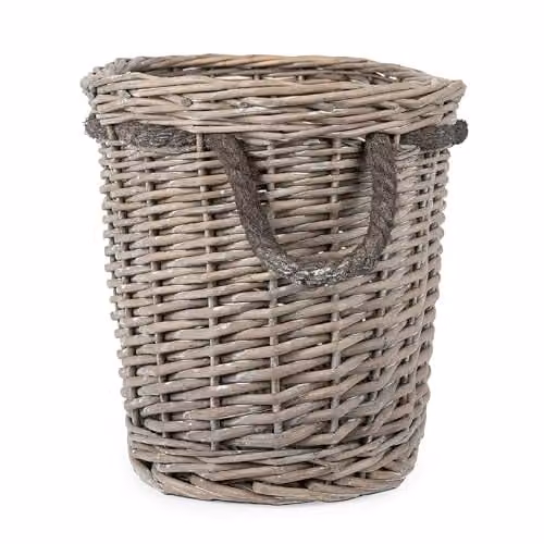 Madison & Mayfair Set of 2 Oval Rattan Log Baskets in Grey