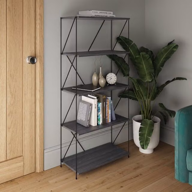 Timber Art Design UK TAD803 5 Tier Rustic Grey Storage Rack