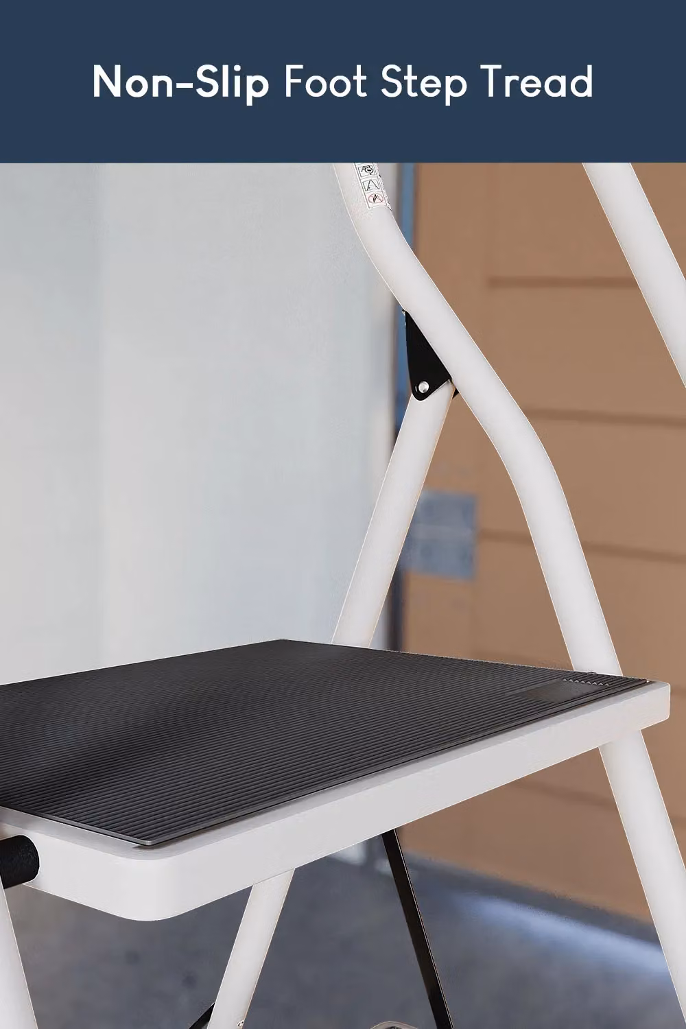 Home Discount Vida 4 Step Folding Ladder with Handrail and Anti-Slip Mat in White – 6