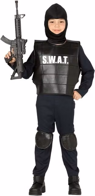 Fiestas Guirca Boys SWAT Police Costume Set, Black, Age 5-6 Years