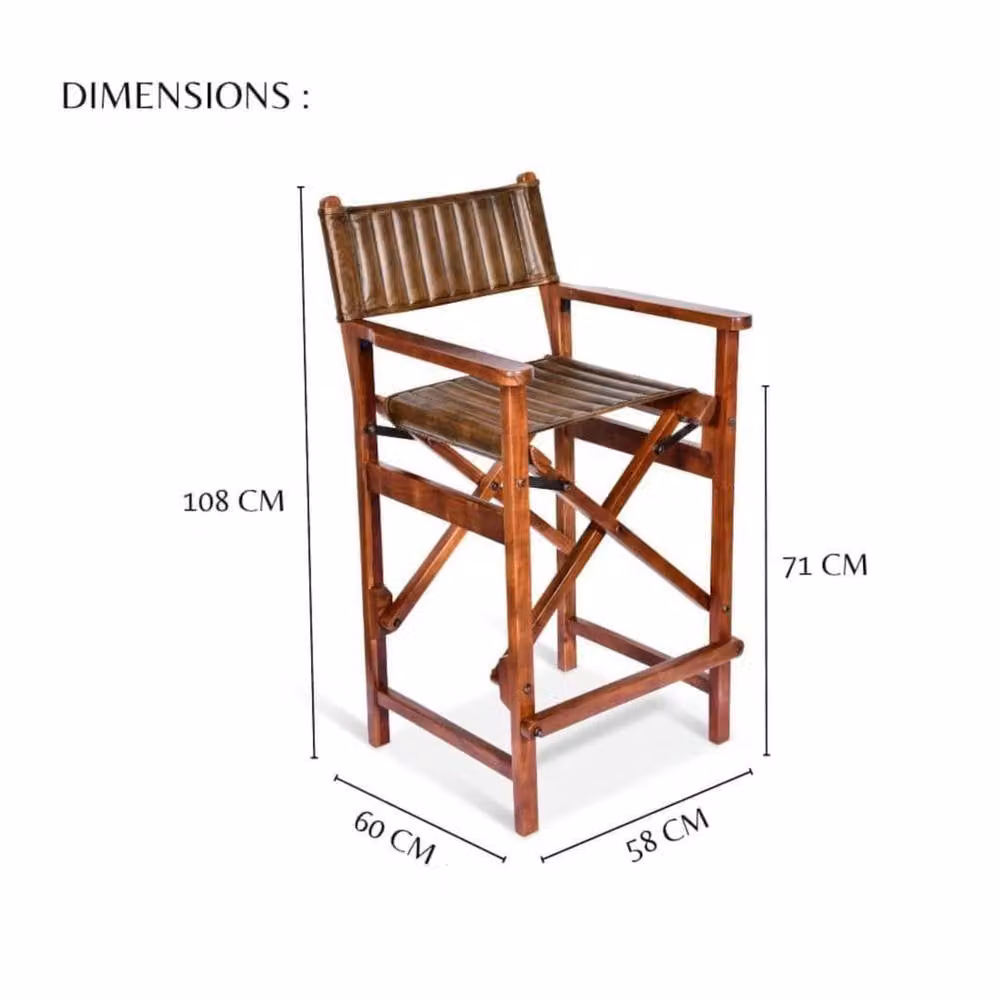 Elm Home And Garden Dark Brown Genuine Leather Folding Kitchen Bar Stool – 2