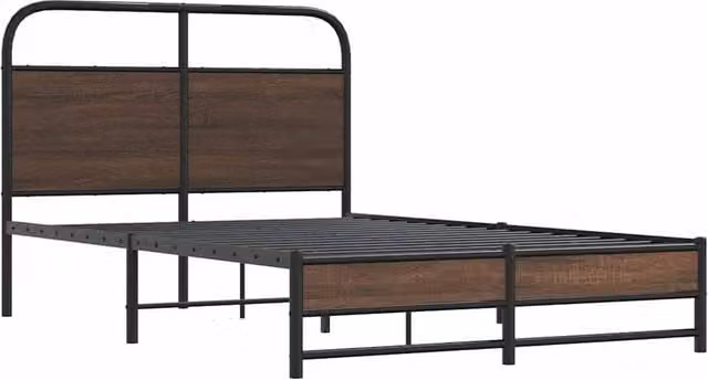 Berkfield Home Elegant Bed Frame in Brown Oak, W/D/H: 140 x 200 x 100 cm – 1