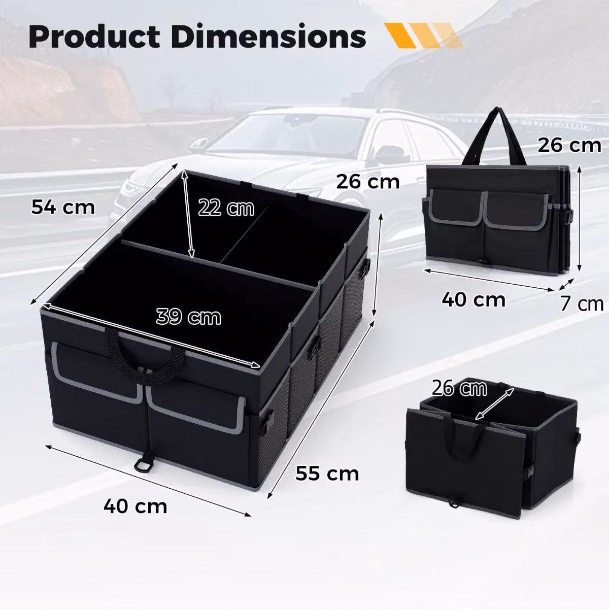 Costway Collapsible Car Trunk Organizer 48L Cargo Storage Box in Black – 2