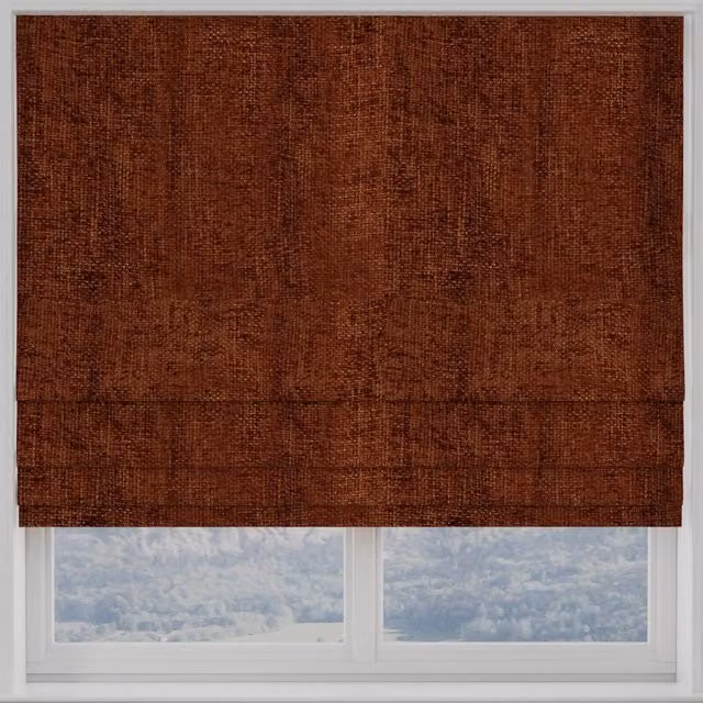 Terrys Hopsack Made to Measure Blackout Roman Blind in Orange and Brown