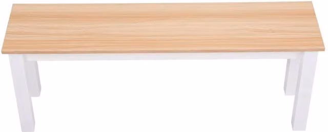 KORVIXA Natural Pine Wood Dining Table Bench in White and Natural, W/D/H: 120 x 30 x 45 cm