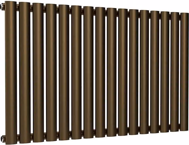 Lux Heat Oval Horizontal Wall Mounted Steel Radiator in Antique Brass, W: 96.0 cm, H: 60.0 cm
