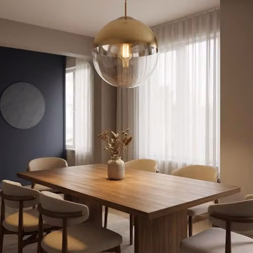 Globo Lighting Modern Sphere Glass Pendant Lamp in Gold and Transparent, H 120 cm x W 33 cm x D 33 cm – 2