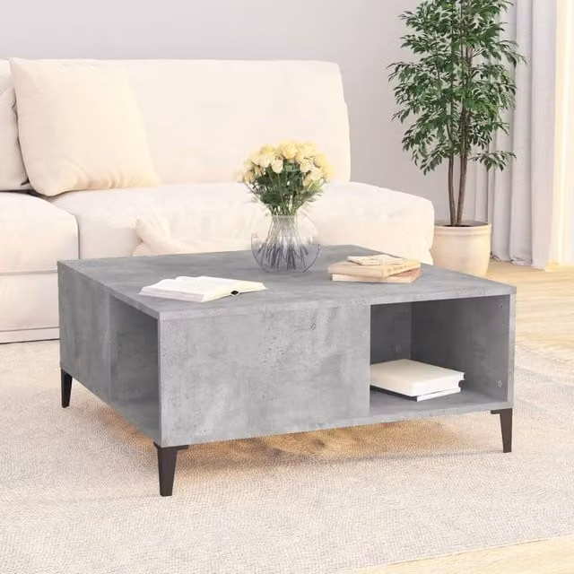 Berkfield Home Sturdy Square Coffee Table in Concrete Grey, W/D/H: 80 x 80 x 36.5 cm – 1