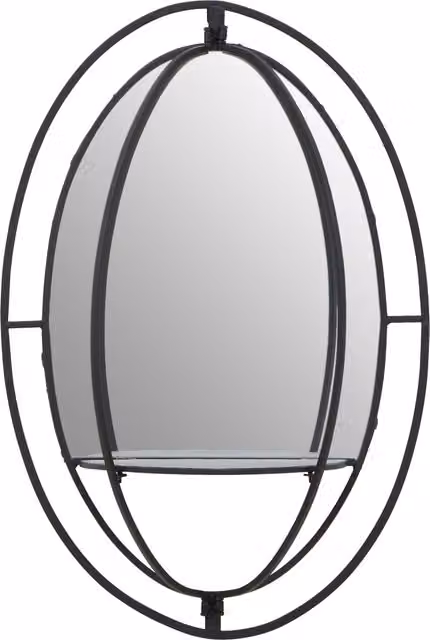 Orsina Avento Oval Shelved Black Metal Wall Mirror – 2