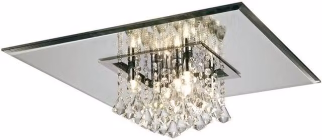 Netlighting Starda Square 8 Light G9 Flush Ceiling Light in Polished Chrome and Grey Crystal