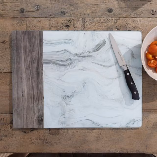 Creative Tops Rectangular Glass Surface Protector in White and Grey