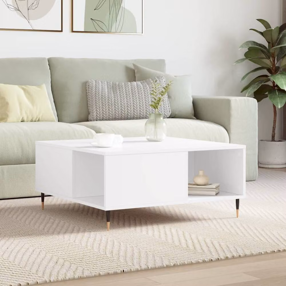 Berkfield Home Modern Square Coffee Table in White, W/D/H: 80 x 80 x 36.5 cm – 2