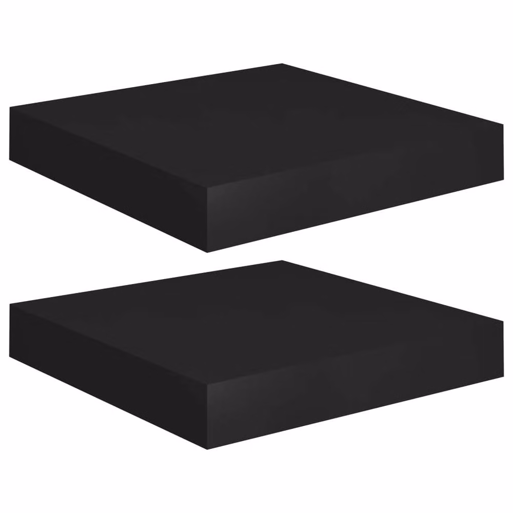Berkfield Home Durable Floating Wall Shelves, 2 Pack, Black, W/D/H: 23 x 23.5 x 3.8 cm – 3