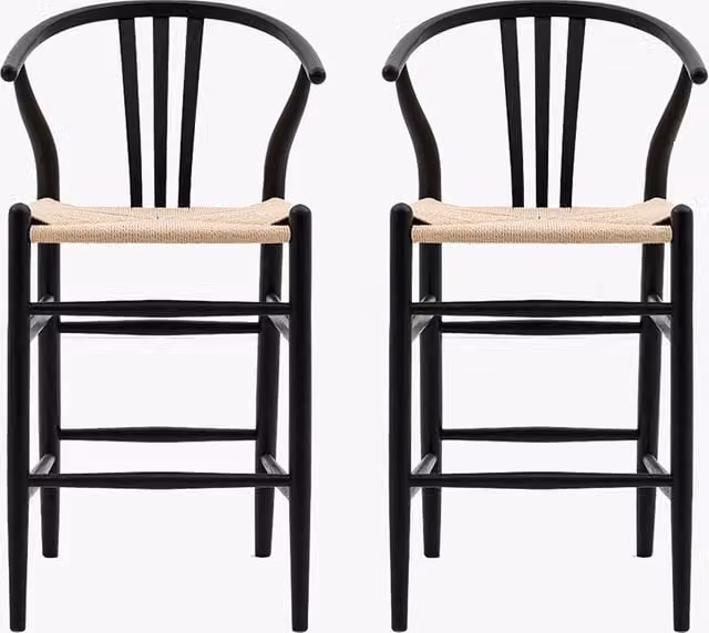 Perch & Parrow Maeve Bar Stool Set of 2 in Black Wood