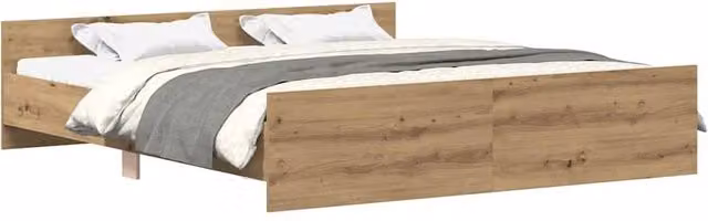 Berkfield Home Artisan Oak Bed Frame in Brown, Engineered Wood, 160 x 200 cm