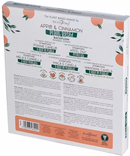Stamford Plant Based Backflow Incense Cones Apple Cinnamon in White