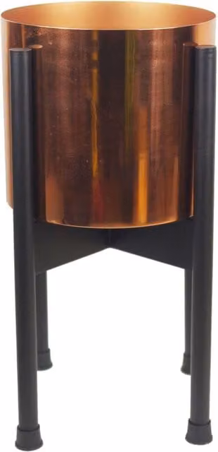 Leaf Metal Tabletop Planter in Brown and Multicolour with Rustic Organic Design