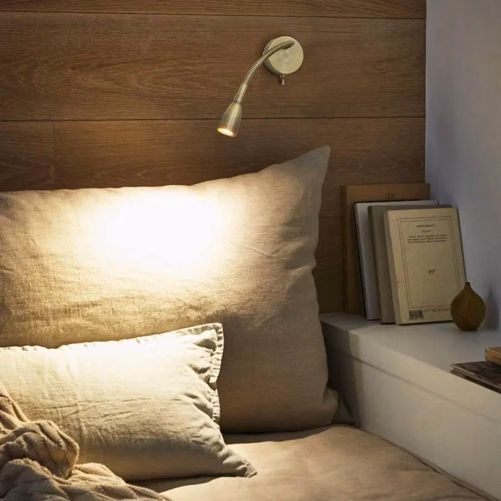 SPETLEK LED Wall Mounted Bedside Reading Light in Gold and White with Warm White Glow – 3
