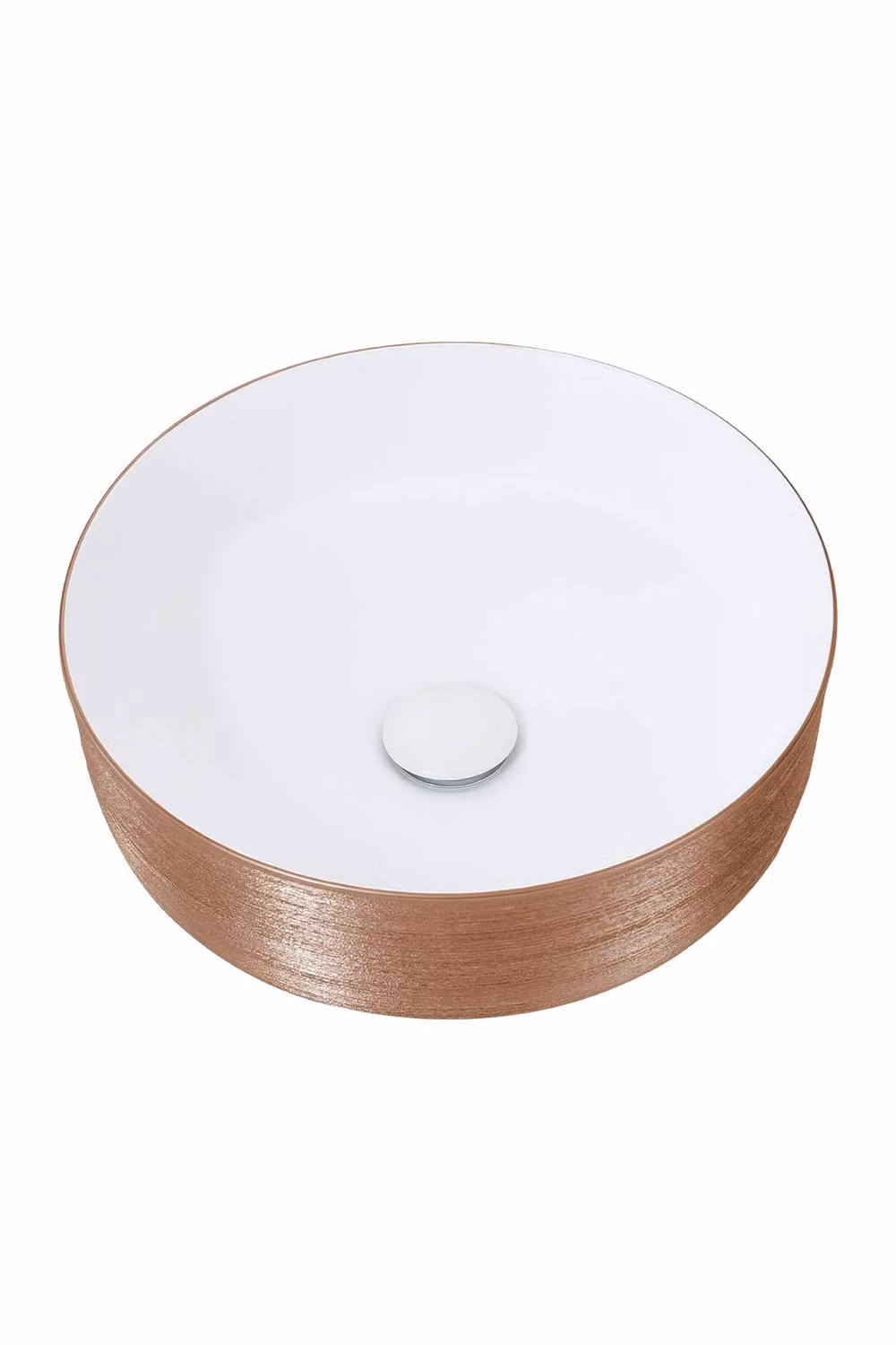 Living and Home Round Ceramic Countertop Vessel Washbasin Sink in Brown, W/D/H: 36.0 x 36.0 x 12.5 cm – 3