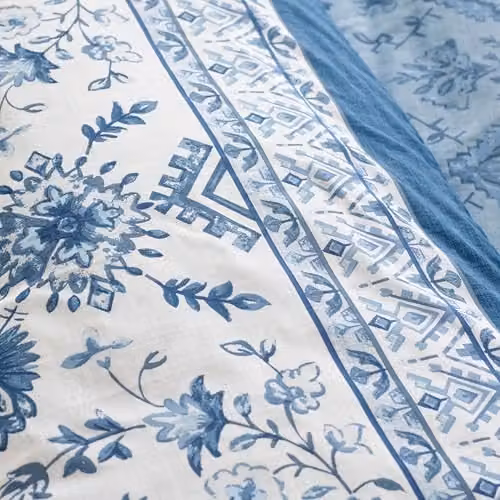 Catherine Lansfield Zoukara Floral Reversible Single Duvet Cover and Pillowcase Set in Blue, W/D/H: 135 x 200 cm and 50 x 75 cm – 2