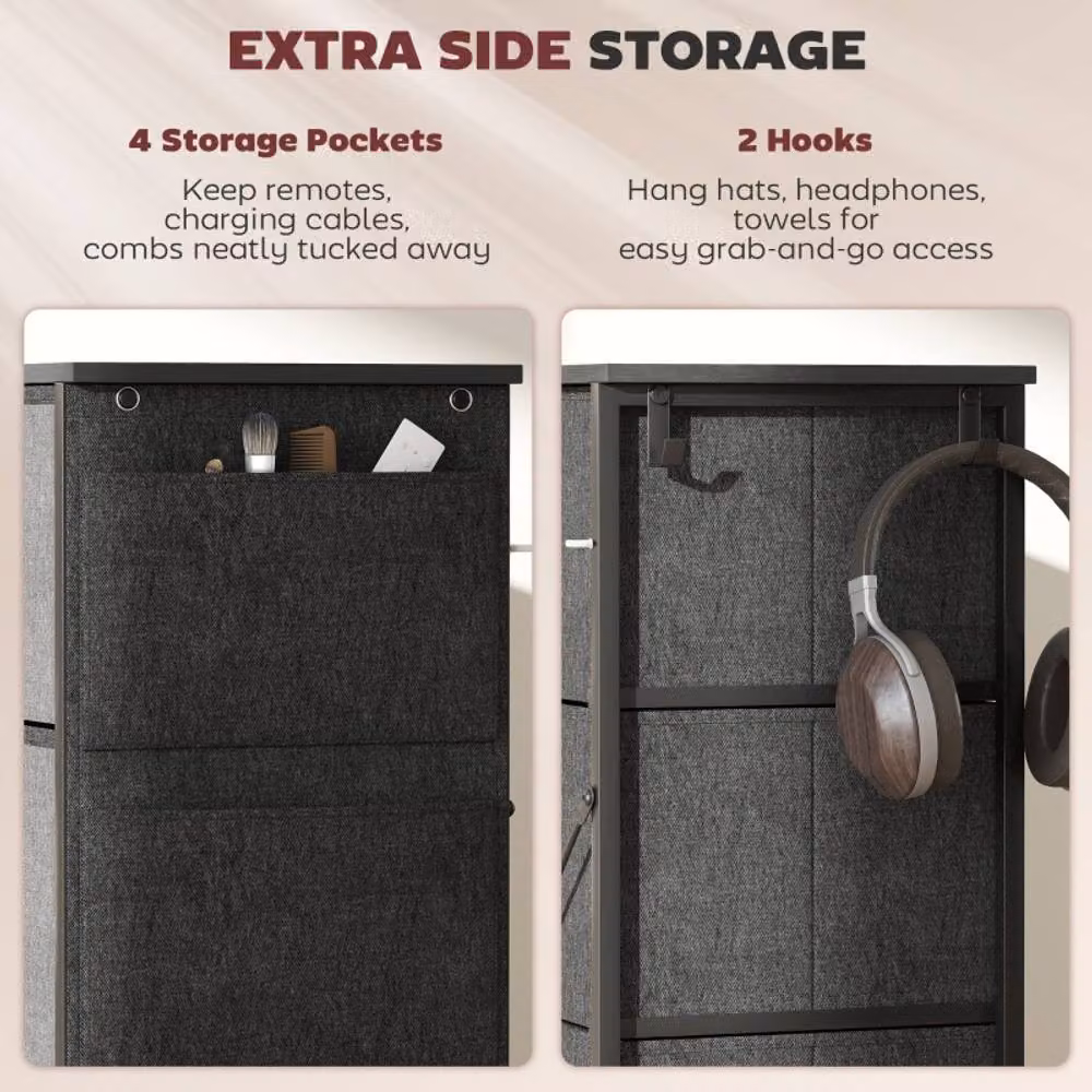 STILVORA 8-Drawer Chest of Drawers with Metal Frame in Charcoal Grey and Anthracite – 6