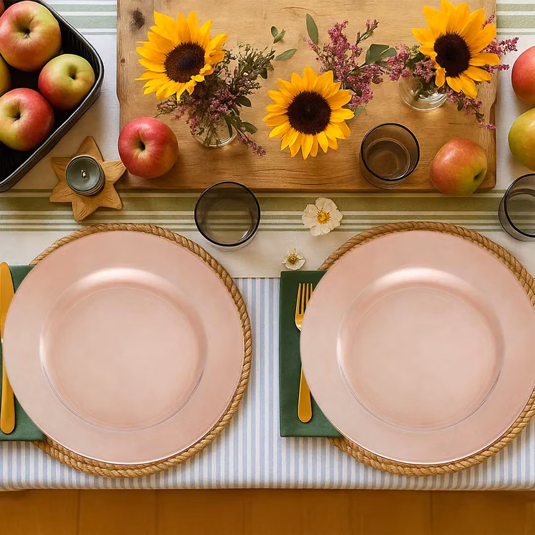 Orsina Set of Four Rose Gold Flat Style Charger Plates, Diameter: 33 cm – 2