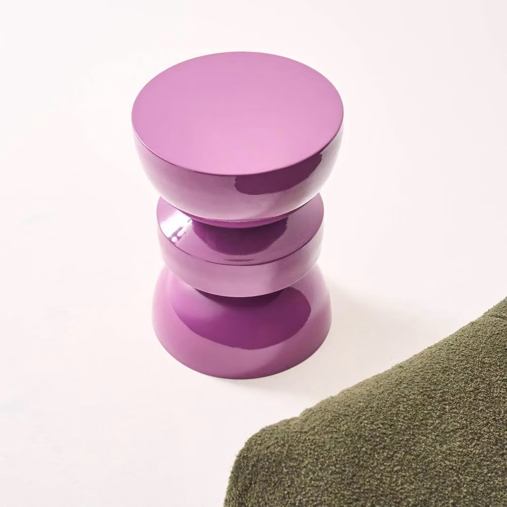 sweeek Round Metal Coffee Table, Side Table or Bedside Table with Glossy Purple Finish, W/D/H: 44.5 x 44.5 x 75 cm – 5