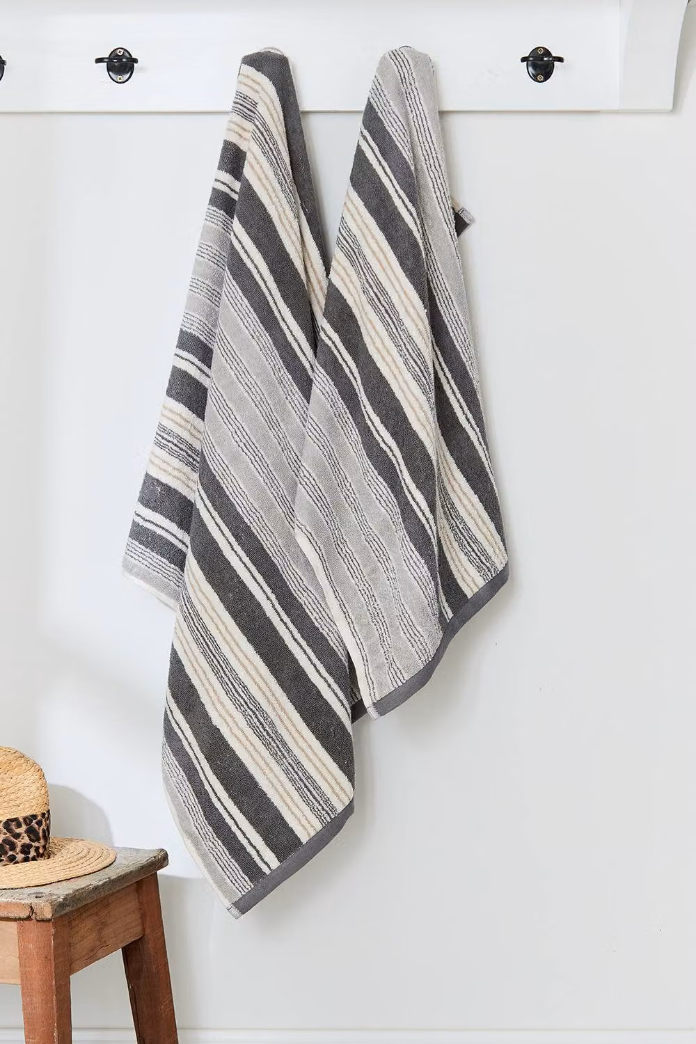 Helena Springfield Beach House Stripe Cotton Towel in Grey, Blue and Red – 2