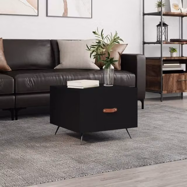 Berkfield Home Modern Black Square Coffee Table W/D/H: 50 x 50 x 40 cm