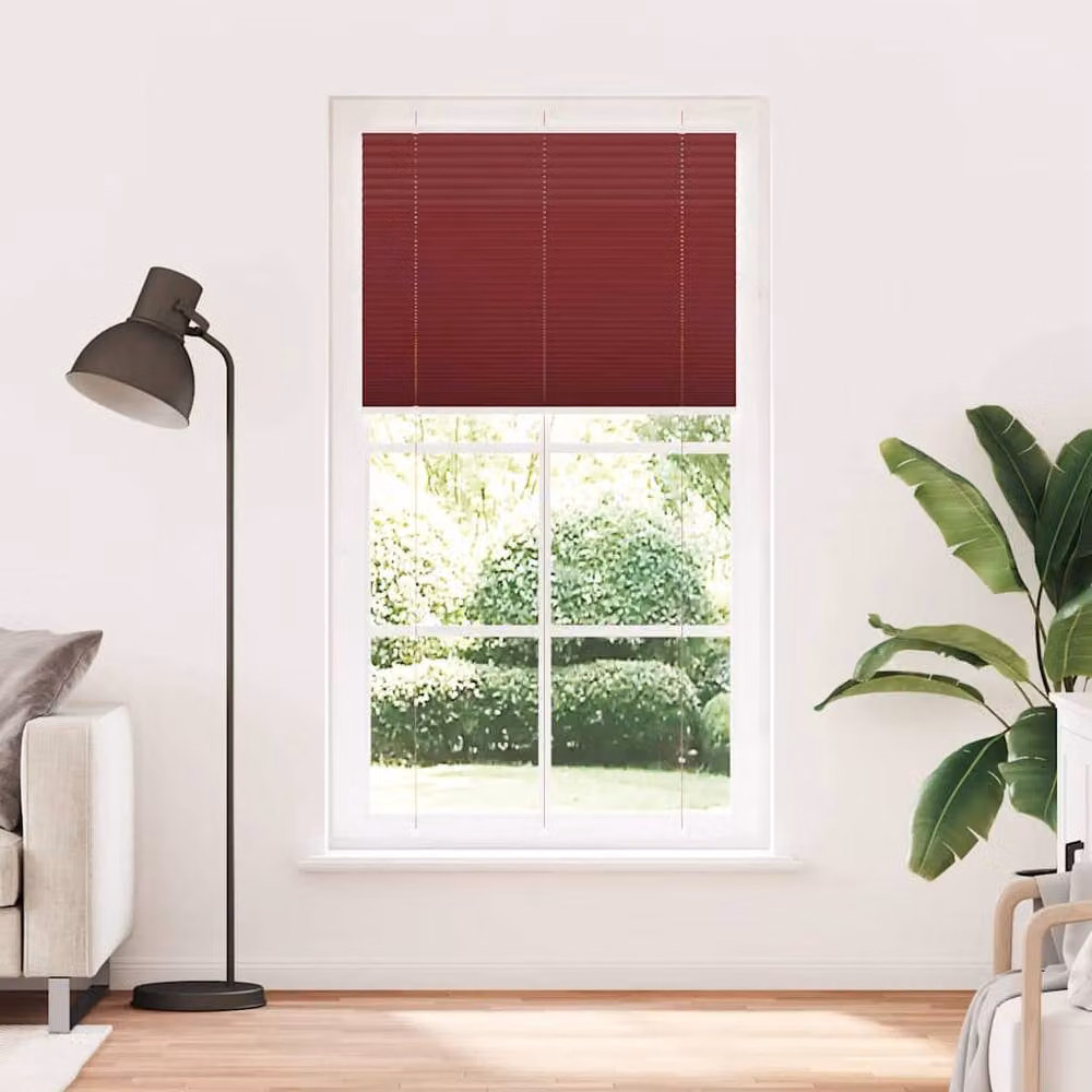 Berkfield Home Single Pleat Polyester Blind in Bordeaux Red, W: 110 cm, H: 200 cm – 3