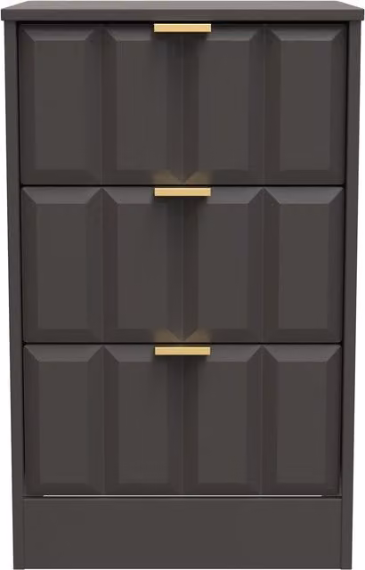 Ready Assembled 2 U Seattle 3 Drawer Bedside Cabinet in Dark Grey