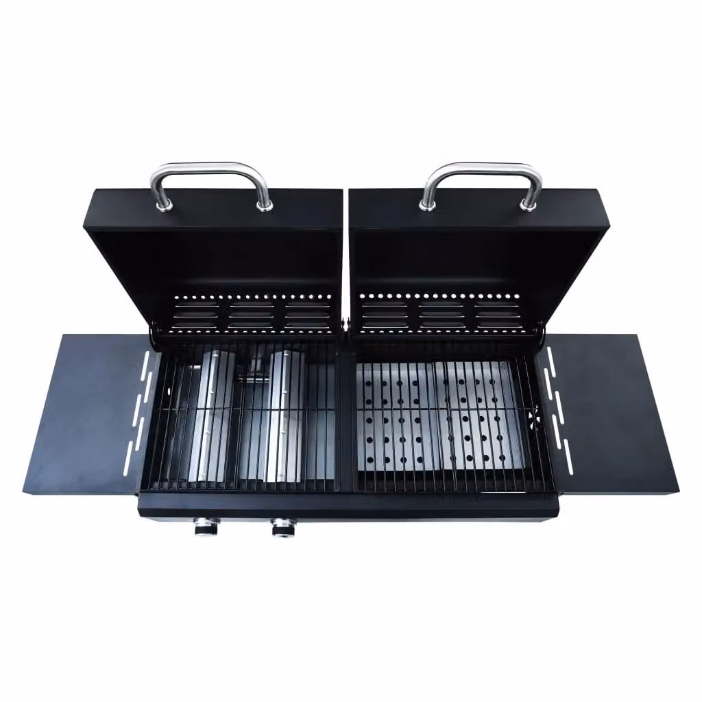 Berkfield Home Gas and Charcoal Combo Grill with 3 Burners in Black – 3