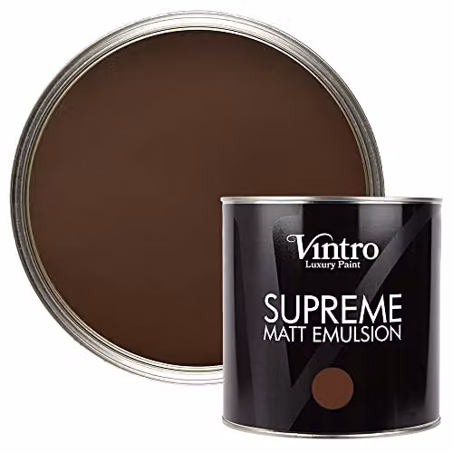 Vintro Luxury Matt Emulsion Multi Surface Paint in Ribwort Very Dark Brown, 2.5 L