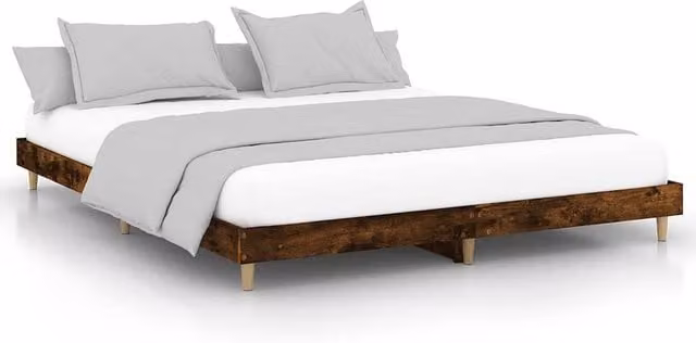 Berkfield Home Small Double Bed Frame in Smoked Oak Brown, Engineered Wood, W/D/H: 120 x 200 cm