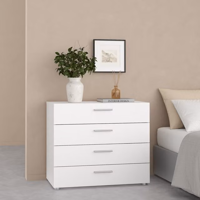 Furniture To Go Pepe Modern Glossy Chest of Drawers in White and Silver – 1