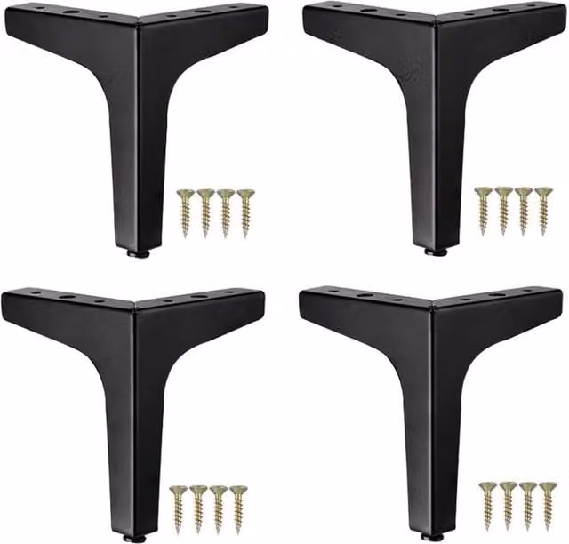 FLAVORA Black Metal Replacement Furniture Legs for Beds and Sofas, Set of 4 – 1