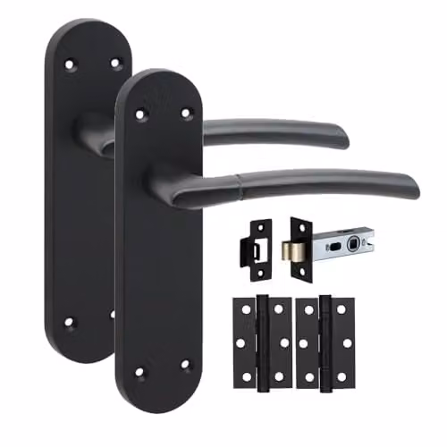 Golden Grace Indiana Victorian Internal Door Latch Handle Set in Matt Black Zinc Alloy