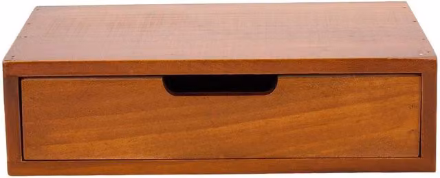 KORVIXA Retro Wooden 1-Drawer Desktop Storage Chest Organizer Box in Brown, W: 60 cm, D: 60 cm – 1