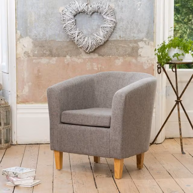 Artemis Home Alderwood Fabric Tub Armchair in Grey, Width: 68 cm