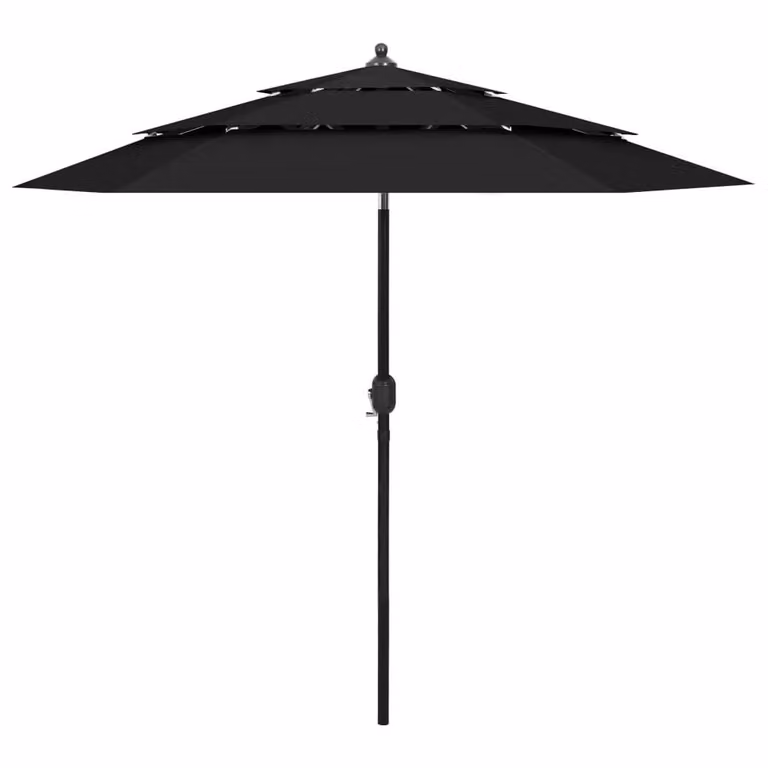 Berkfield Home 3-Tier Garden Parasol with Aluminium Pole, Black, Diameter: 250 cm
