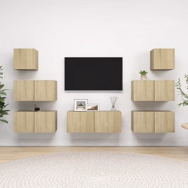 Berkfield Home 7 Piece Modern Sonoma Oak TV Cabinet Set in Brown and Beige