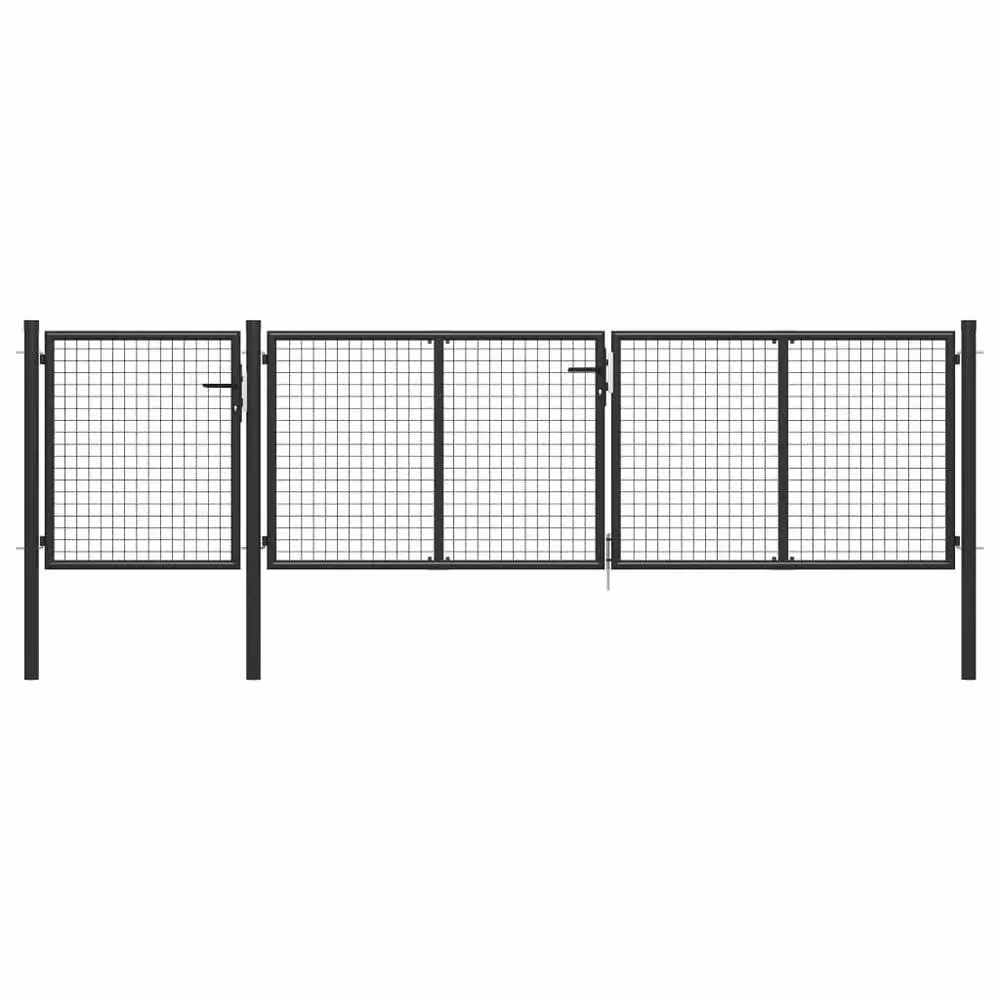 Berkfield Home Durable Steel Garden Gate in Anthracite Black, W: 400 cm, H: 75 cm – 2