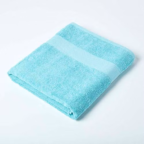 Homescapes Turquoise Blue Turkish Cotton Bath Sheet Towel, 500 GSM, Fluffy and Quick-Drying