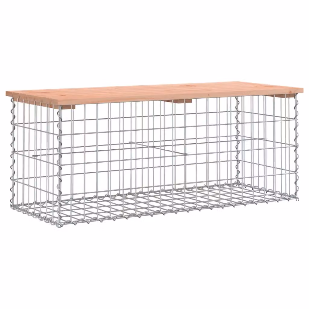 Berkfield Home Gabion Design Garden Bench in Brown Solid Douglas Wood, W/D/H: 103 x 44 x 42 cm – 2