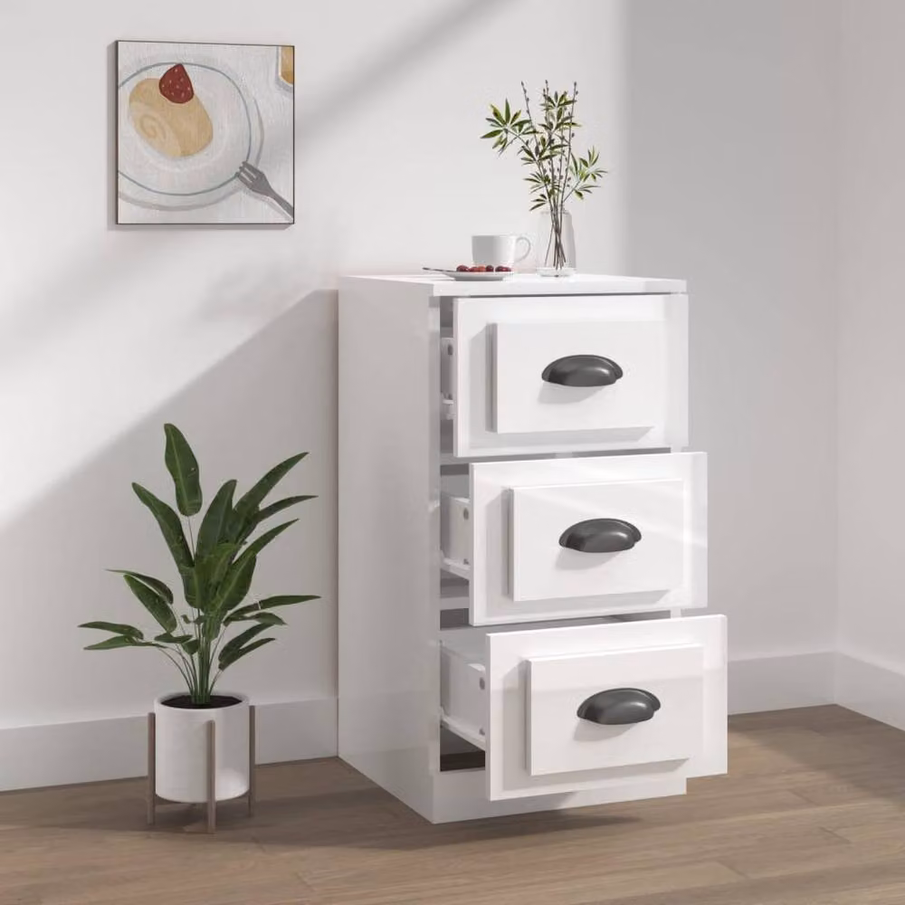 Berkfield Home High Gloss White Sideboard in MDF, W/D/H: 36 x 35.5 x 67.5 cm – 2