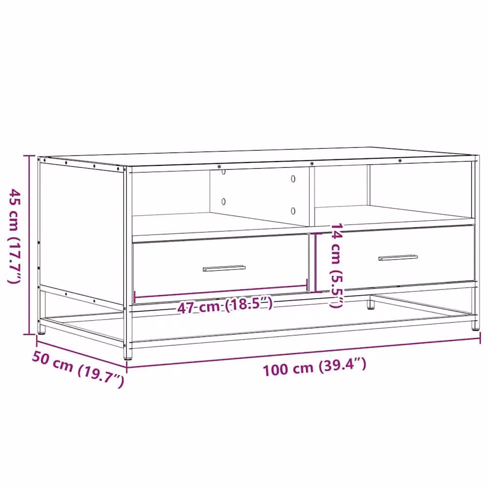 Berkfield Home Modern Black Coffee Table with Metal Sled Base, W/D/H: 100 x 50 x 45 cm – 5